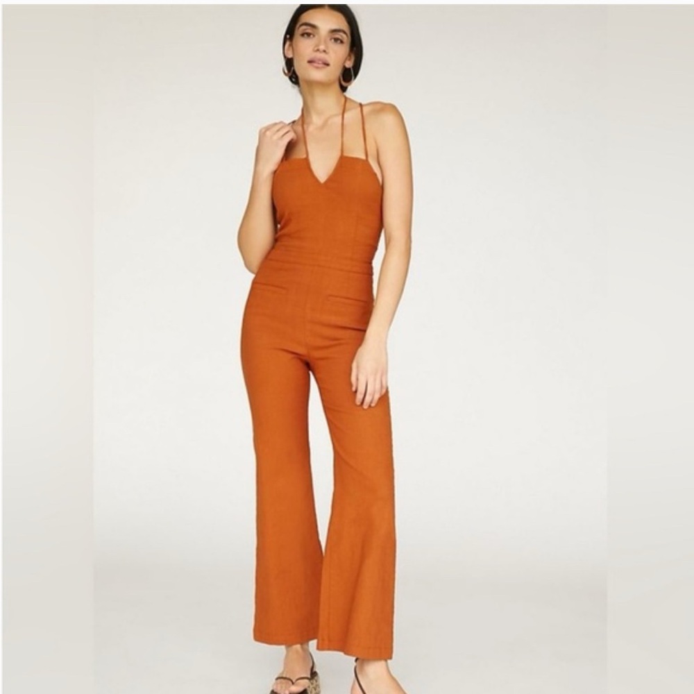 Maeve by Anthropologie Wide-Leg tie Halter Jumpsuit